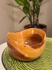 Live edge cherry wood burl bowl, hand-turned artist signed