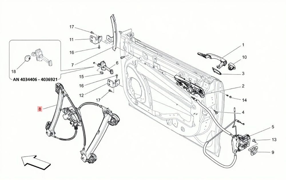 13-19 MASERATI QUATTROPORTE GTS GHIBLI FRONT RIGHT WINDOW REGULATOR MOTOR OEM
