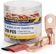 10pcs 1 AWG 5/16 M8 Battery Cable Lugs Heavy Duty Copper Wire Lugs Battery