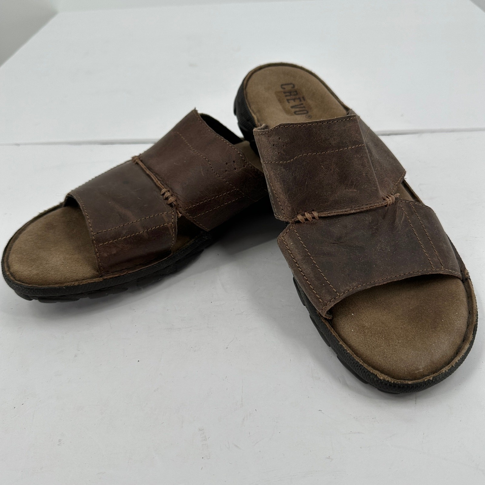 APL Sandali uomo Crevo in pelle marrone slip on slide taglia 11 comodi