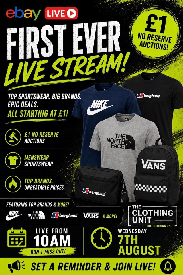 🚨 £1 No Reserve Sportswear Auctions | The Clothing Unit LIVE