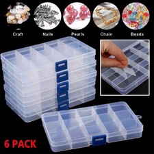 6 pack - Clear Jewelry Box Bead Storage Craft Container Earrings Organizer