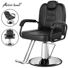 Black Reclining All Purpose Hydraulic Barber Chair Salon Beauty Spa 360° Styling