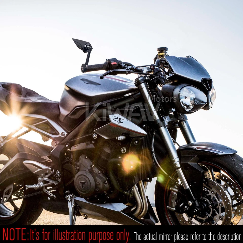 Espejo retrovisor de extremo de barra pequeño Wisp Wing negro DERECHO X1 para Triumph Street Triple '08-'12 Foto 4 de 4