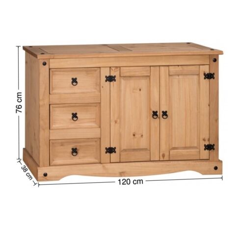 Corona Sideboard Low 2 Door 3 Drawer Solid Mexican Pine by Mercers Furniture® - Picture 10 of 10