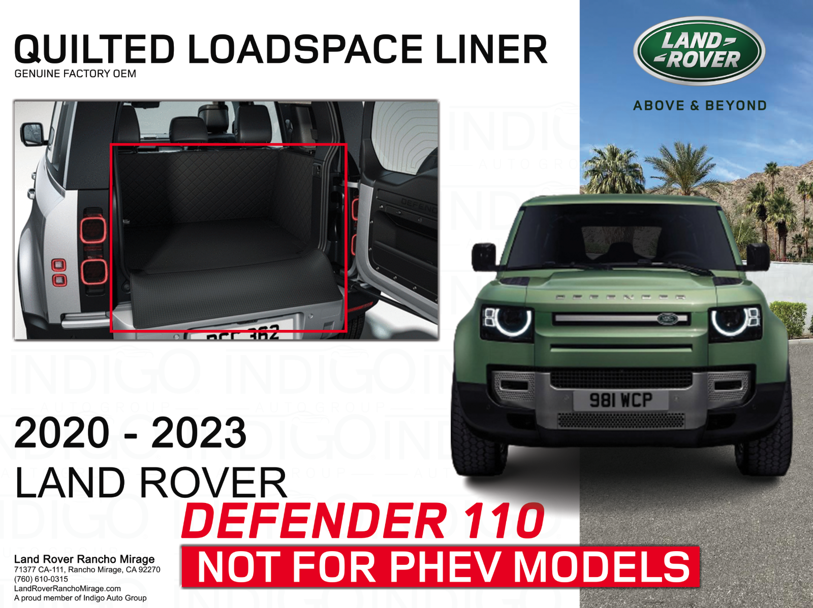 Vples0568 Genuine OEM Land Rover DEFENDER 110 LWB Quilted Loadspace Liner ...