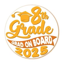 Magnet Me Up 8th Grade Graduation Magnet – 5" Round Class of 2025 Car Sign