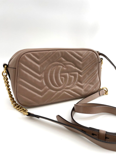 Authentic Gucci Calfskin Matelasse Marmont Chain Shoulder Bag Porcelain Rose - Picture 4 of 12