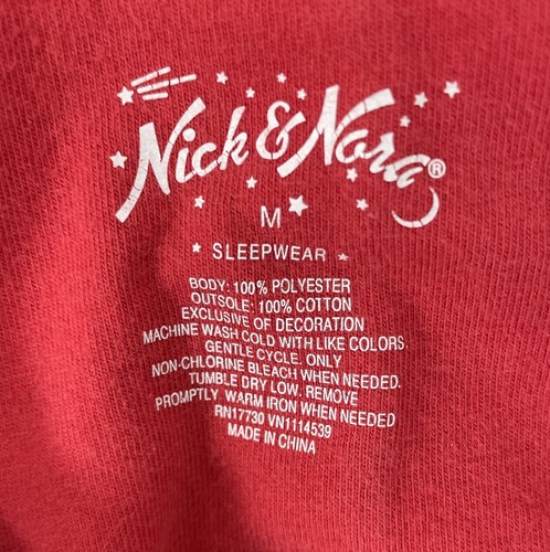 Nick & Nora Womens Sock Monkey Footie One Piece Pajamas Size (M) Red Fleece Pjs - Picture 8 of 9