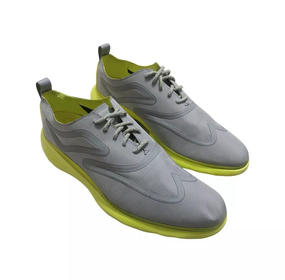 Cole Haan Fuse Oxford Wingtip Shoes Gray Neon Yellow