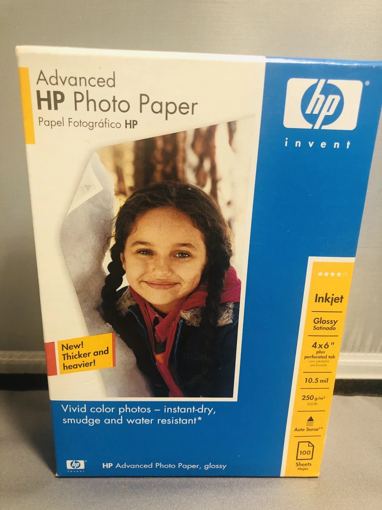 HP Advanced Photo Printer Camera Paper 4X6” Glossy 100 Sheets Smudge Proof