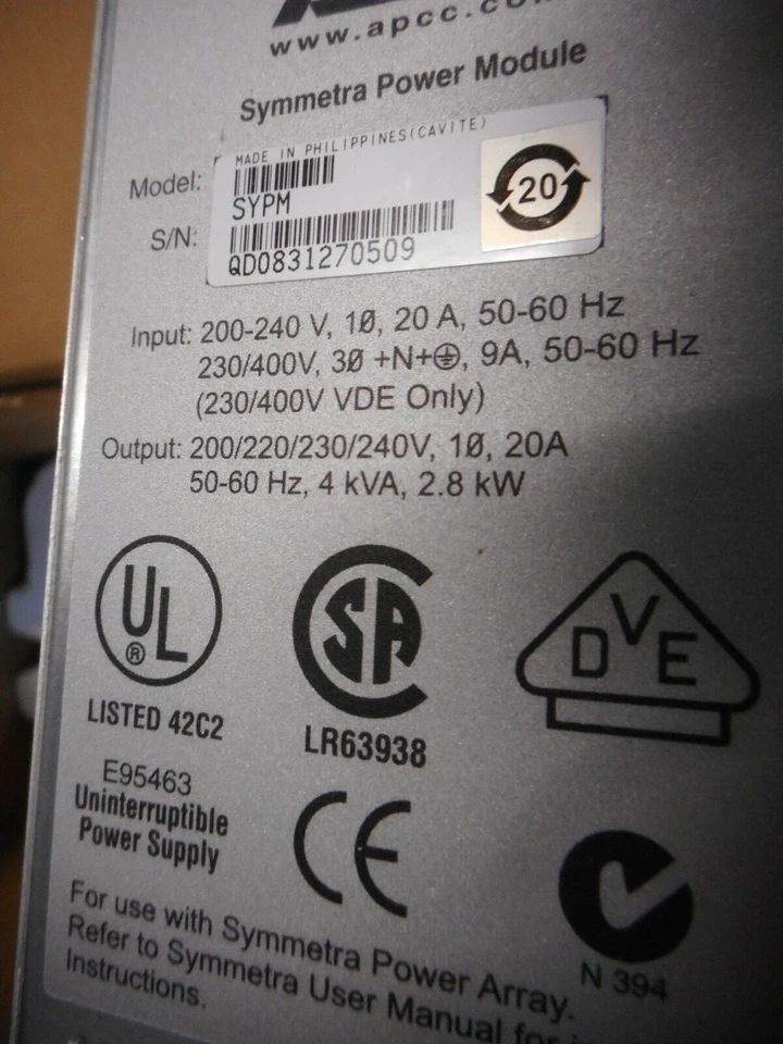 APC Symmetra 4-16kVA Power Module -- 4kVA (2.8kW) Output Power -- SYPM - Image 3 of 4