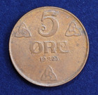 New Listing1923 Norway 5 Five Ore Bronze Coin Km 368 Haakon Vii
