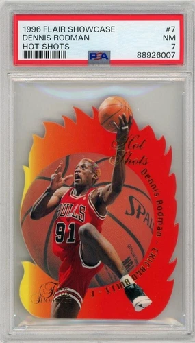 Dennis Rodman 1996-97 Flair Showcase Hot Shots #7 Chicago Bulls  PSA7 NM