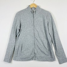 J. Jill PureJill Heather Grey Active Jersey Knit Zip Front Jacket Womens Small