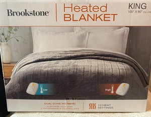 Brookstone King Size Programable Heated Blanket With 10 Settings, Gray