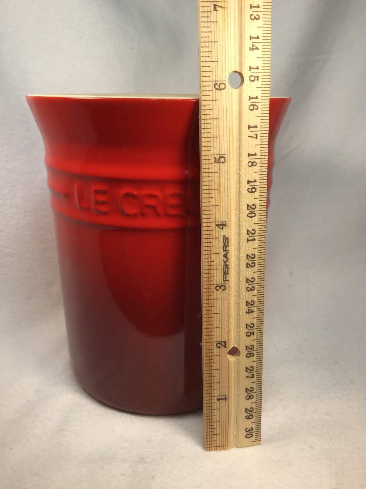 Le Creuset 6" Cerise Red Stoneware Utensil Small Crock Holder Jar eBay