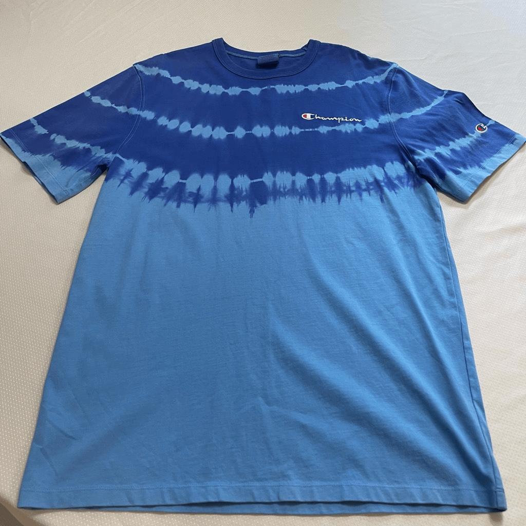 Champion Reverse Weave Blue Tie Dye T-Shirt Size Large