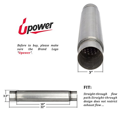 Upower 3 Inch Inlet and Outlet Exhaust Muffler Aluminized Glasspack