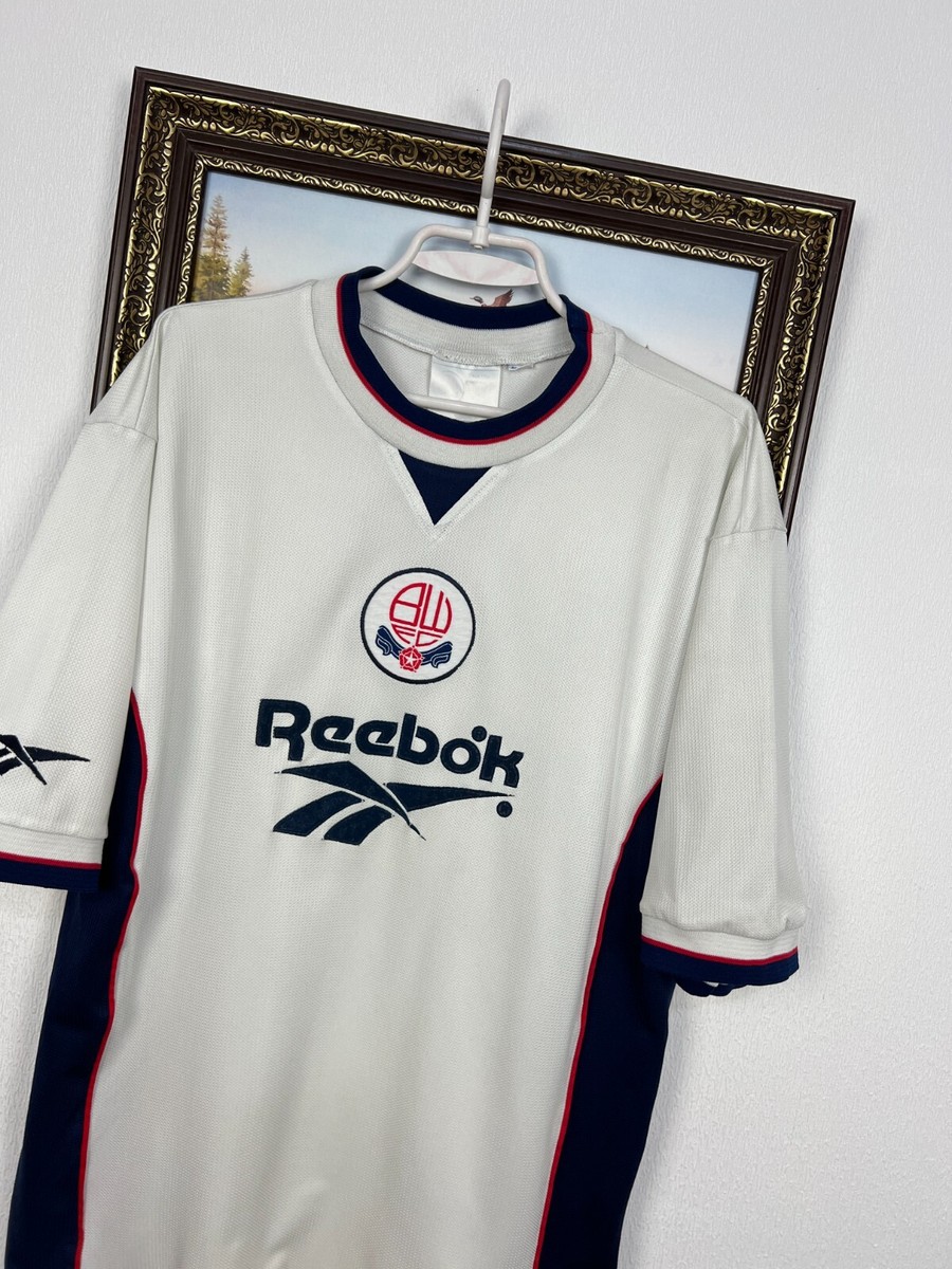 Bolton Home football shirt 1997 Soccer Reebok White Jersey Mens
