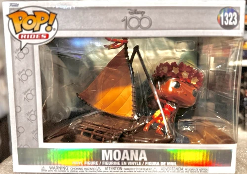 Funko Pop Rides MOANA on BOAT #1323 DISNEY 100 New & Mint w/PROTECTOR MOANA 2