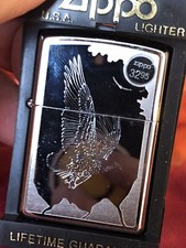 Mirrored Flying Eagle Zippo Lighter New In Box High Polish Chrome Etching 2015