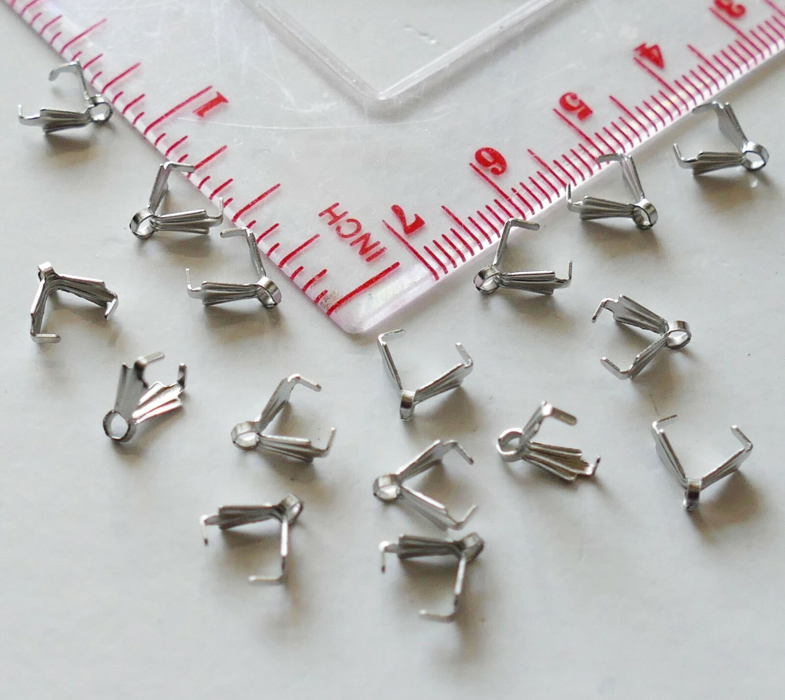 20 Stainless Steel Earring Pinch Clip Bails for Pendants Bead