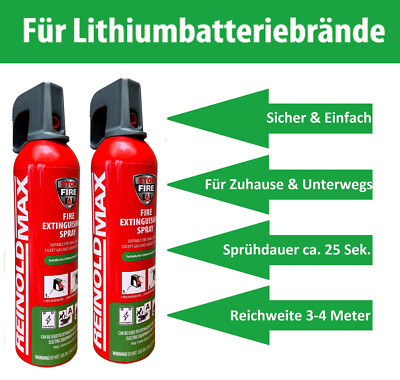 Stop Fire Lithium Feuerlöschspray, Feuerlöscher 750 g, 2 Stück 044028