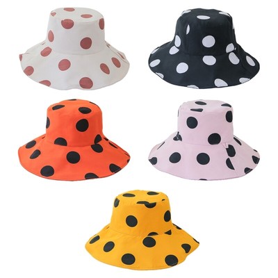 Bucket Hat Reversible Flat Top Hat UV Isolation with Round Dots Printed