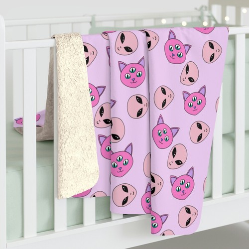 Sherpa Fleece Blanket - Alien Cat - Bild 5 von 5