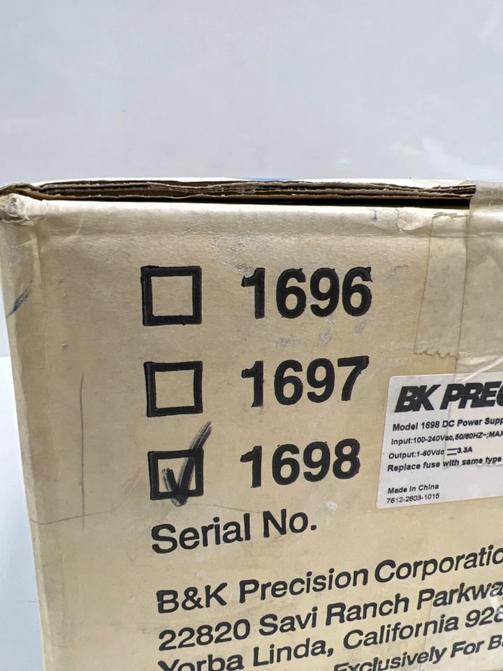 BK Precision 1698 DC Power Supply, 1-60Vdc, 3.3 A - Image 2 of 4