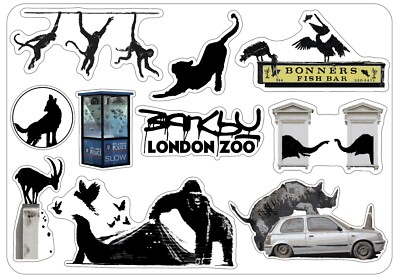 Banksy LONDON ZOO Sticker   Tier Aufkleber Street Art Graffiti Skateboard Laptop