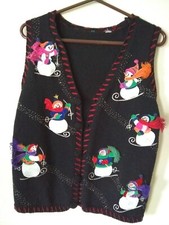 Vintage Skiing Snowman Christmas Sweater Vest - Size estimate: medium