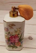 Signed KPM Porcelain Floral Pattern Atomizer empty perfume bottle