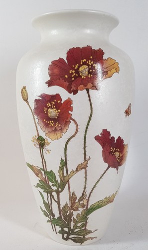Grand vase 26 cm rare ancien poterie poole gamme lustre floral vers 1990