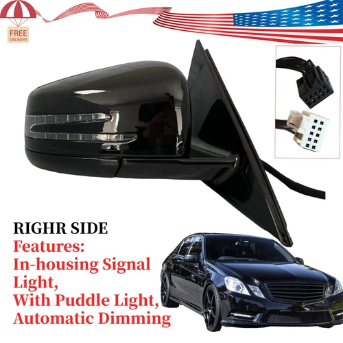 BLACK FOR MERCEDES RIGHT SIDE PASSENGER MIRROR 2010-16 E350 E550 E400 SEDAN US