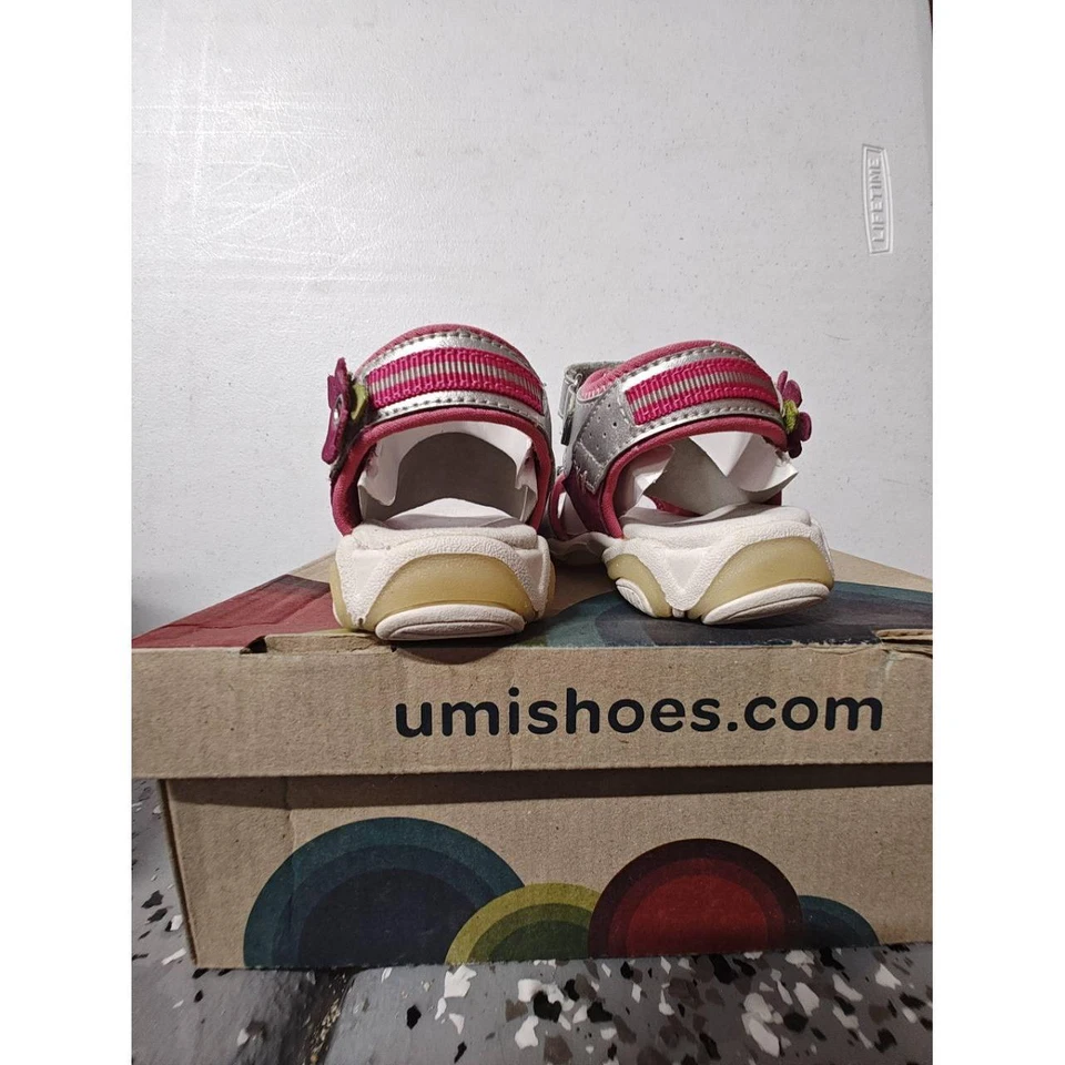 Umi Karolina Shoes Sandals Silver Pink Girls 24 EUR 8 US New Leather Metallic - Image 4 of 4