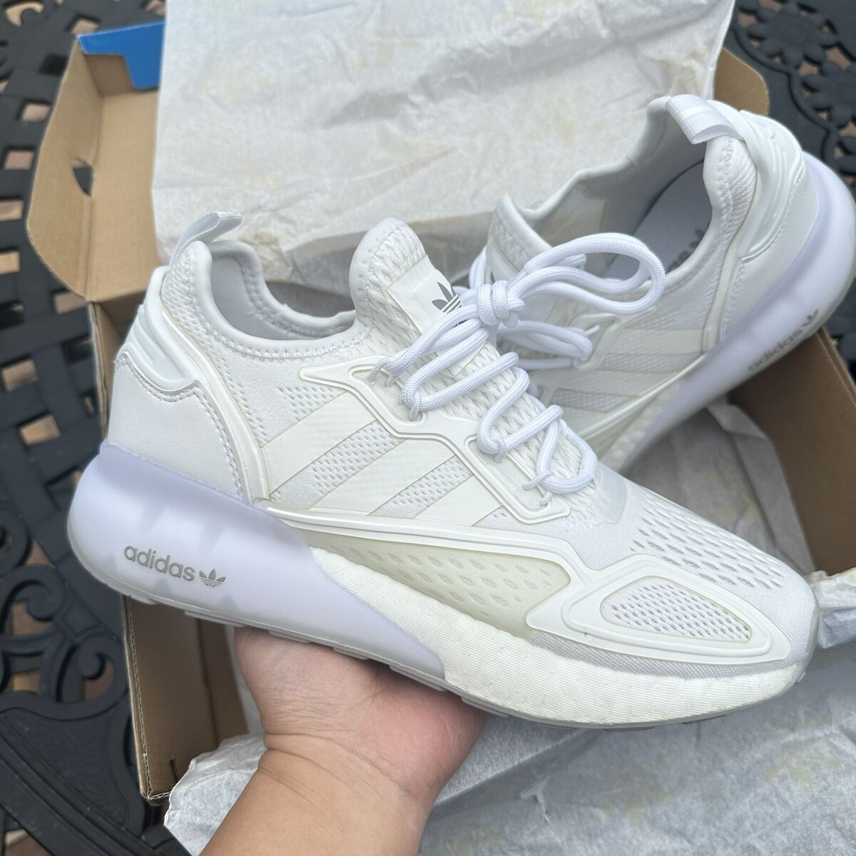 Adidas ZX 2K Boost J Cloud White Big Kid's Athletic Shoes Adidas ZX 2K Boost J Cloud White Big Kid's Athletic Shoes