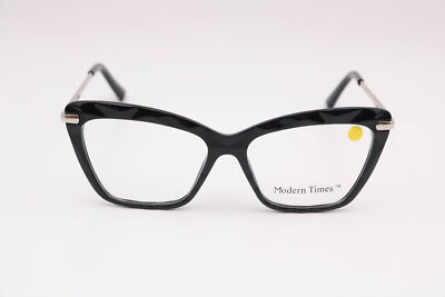 Modern Optical Times Proven Black/Silver Cat Eye Eyeglasses Frames 53-16-140