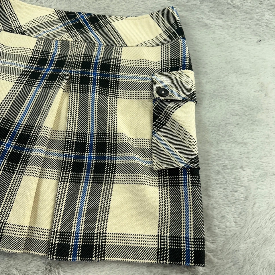 Falda Mossimo Mujer 8 Azul Crema Negro Pliegues a Cuadros Preppy Academia Oficina Trabajo Foto 4 de 4