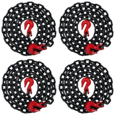 4PK - Binder Chain 3/8'' X 10' Grade 80 Transport Tow Chain Grab Hooks 7,100 LBS