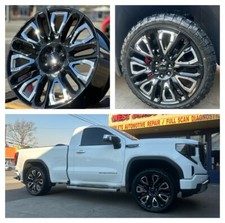24inch Rp35 Wheels Fit Escalade Black Chrome 35 Rt Tires Cybertruck Tundra Q80