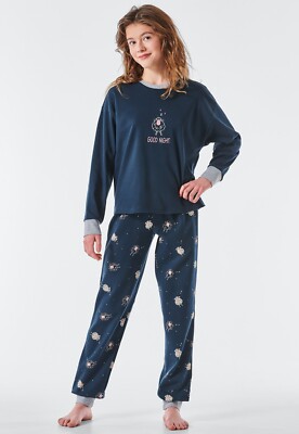 SCHIESSER Mädchen Pyjama S M L 152 164 176 100% Organic CO Schlafanzug