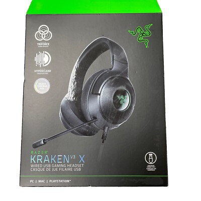 Razer Kraken V3 X Gaming Headset USB Wired for PC Mac PlayStation RGB - Open Box