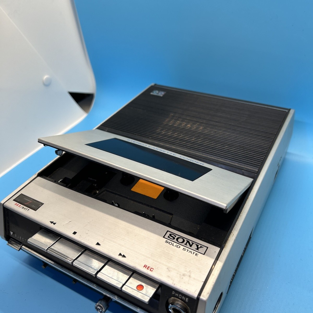 Vintage Sony TC-124 Cassette Recorder With Case and Accessories