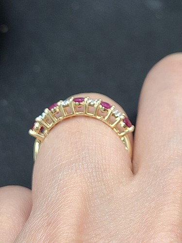 Deal! 1.06CTW Genuine Natural Ruby & Natural Diamond Ladies Ring 14K Gold - Picture 7 of 11