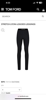Tom Ford Black Logo Waistband Leggings | eBay