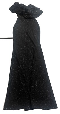 black glitter dress windsor Windsor Women's Black Glitter Off The Shoulder Ruffle Top Dress Medium