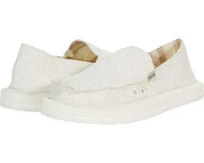 NWOB WOMENS SIZE 10 WHITE SANUK DONNA ST HEMP LOAFERS SLIPON FLATS SHOES 1119310
