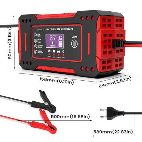 2025 Cargador Inteligente de Batería 6A 12V para Coche y Moto con Pantalla LCD - Imagen 2 de 6